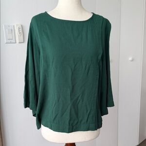 Women’s Dark Green Boatneck Long Sleeve Top